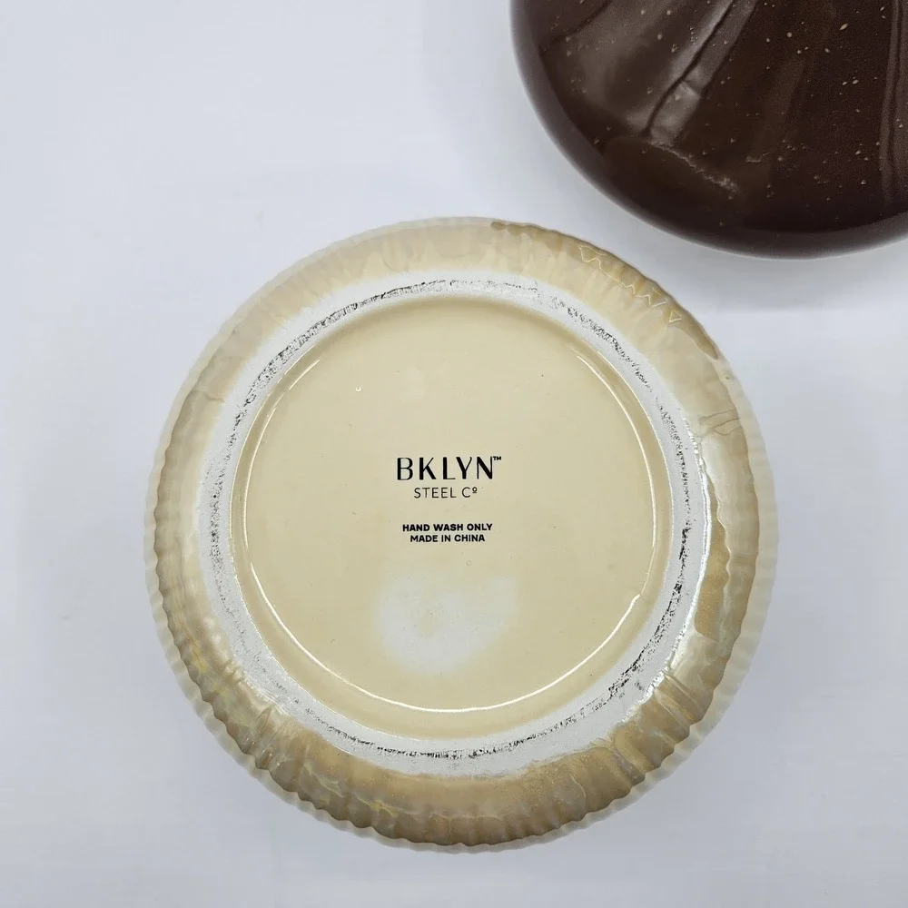 Brklyn Steel Co. Mushroom Jar/Canister Brown Speckled Cap W/‎ Cream Base/Stem